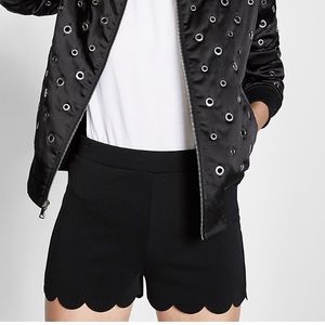 Express Black Scalloped High Waisted Shorts